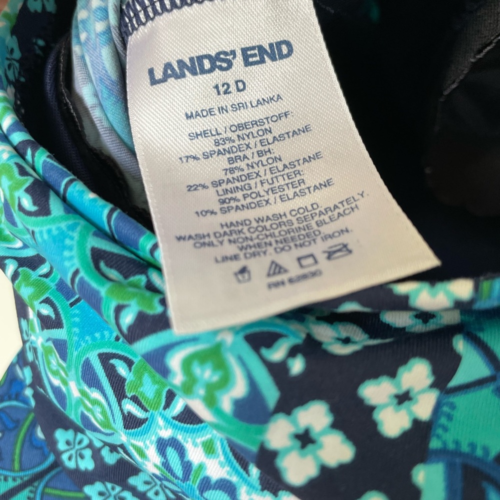 Lands’ End Bandeau Tankini Top, Size 12D - Picture 7 of 7